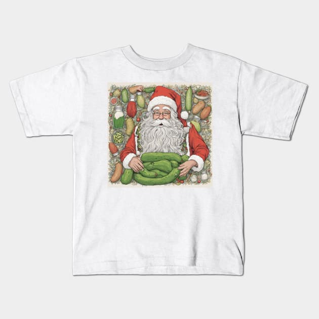 Pickle Lover Gift, Pickle Santa Gift, Christmas Pickle Gift Kids T-Shirt by Merch4Days